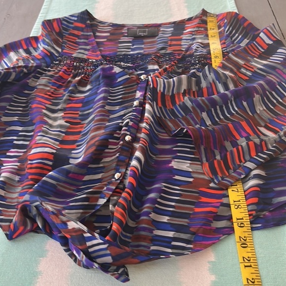 Dolce Vita Multicolor Brush Stroke Print‎ Silk Blouse - Picture 11 of 11